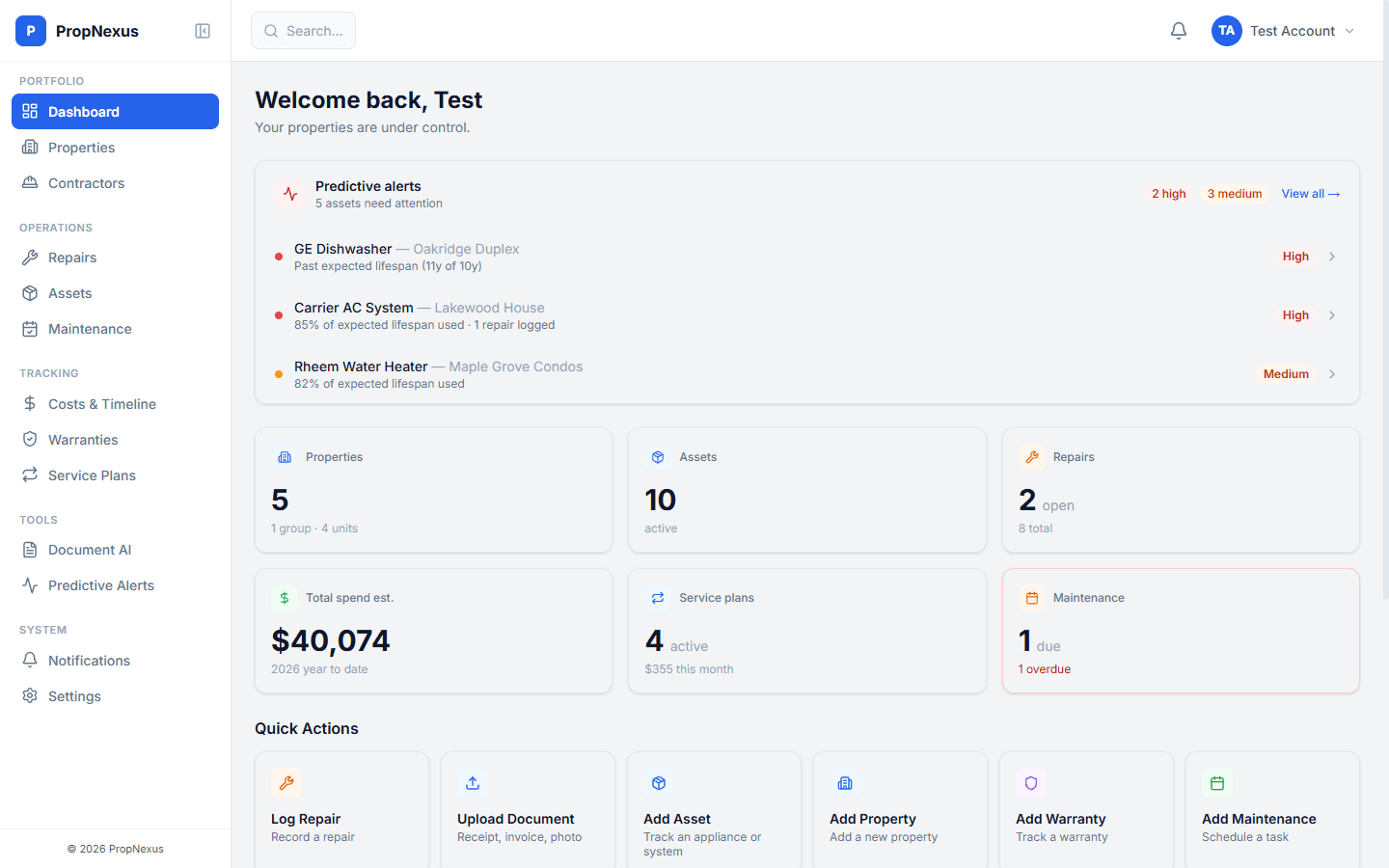 PropNexus Dashboard — your property operations command center